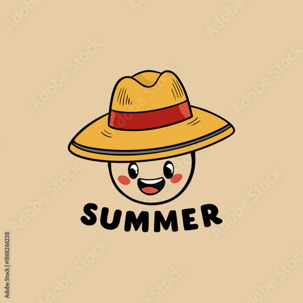 Obraz summer vibe with a straw hat