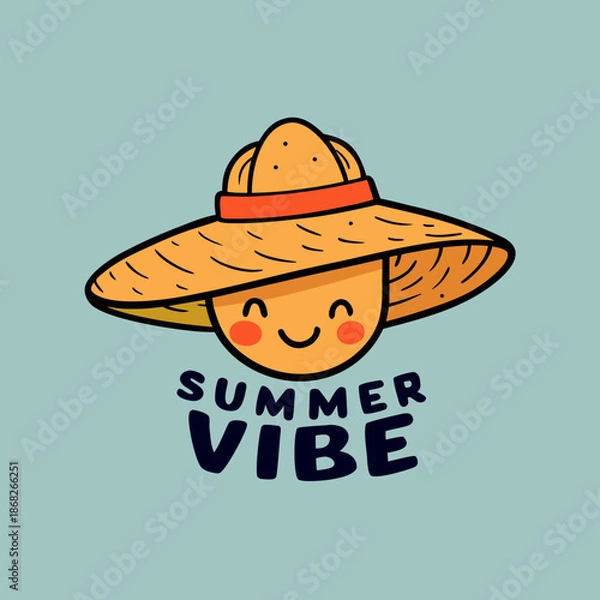 Obraz summer vibe with a straw hat
