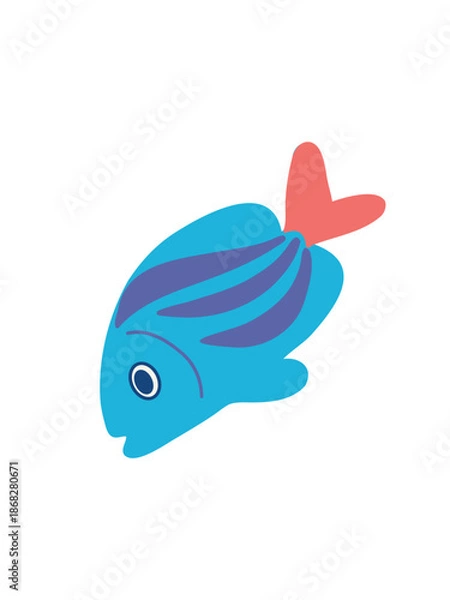 Obraz cute little fish cartoon vector illustration
