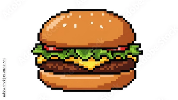 Fototapeta Pixel Art Hamburger Isolated