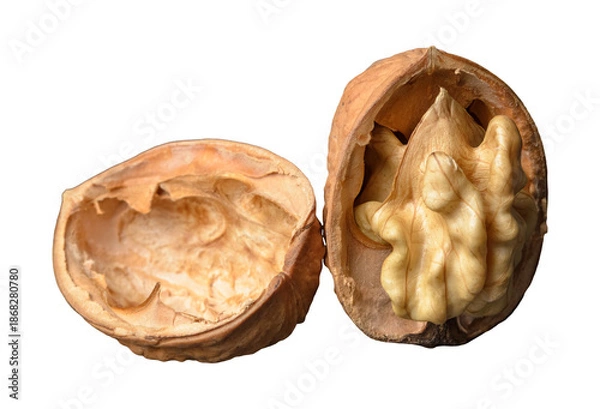 Obraz Walnut or Juglans regia with opened shell and kernel
