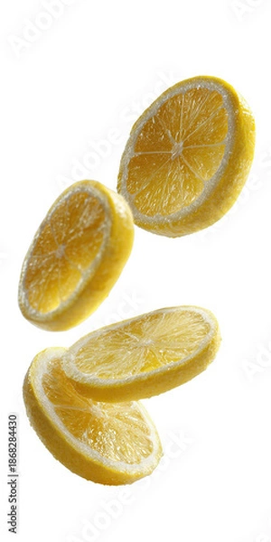 Obraz Sliced Lemons Falling isolated on a transparent background