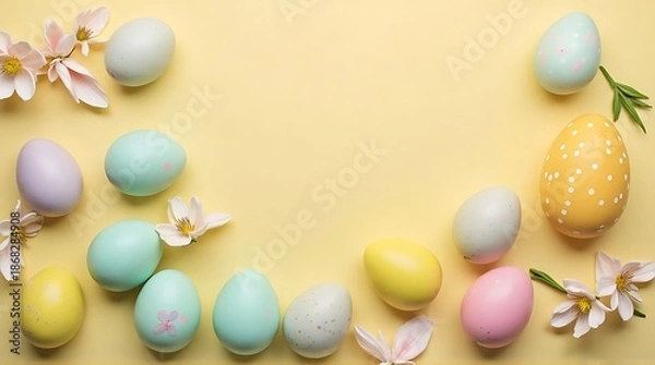 Obraz Colorful Easter Eggs on a Pastel Background