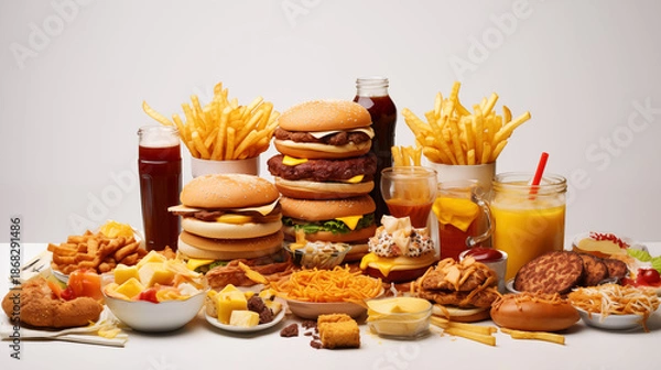 Obraz Burger and Fries Background
