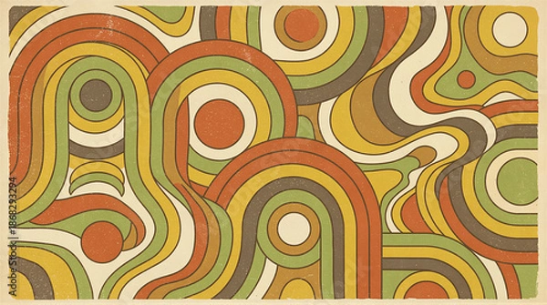 Obraz Vibrant retro patterns abstract design digital artwork creative space top-down view decorative concept