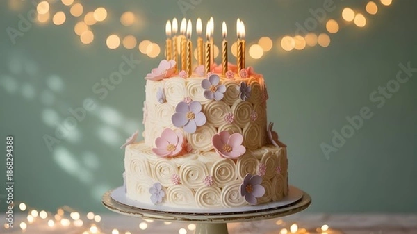 Obraz simple birth day cake with candles