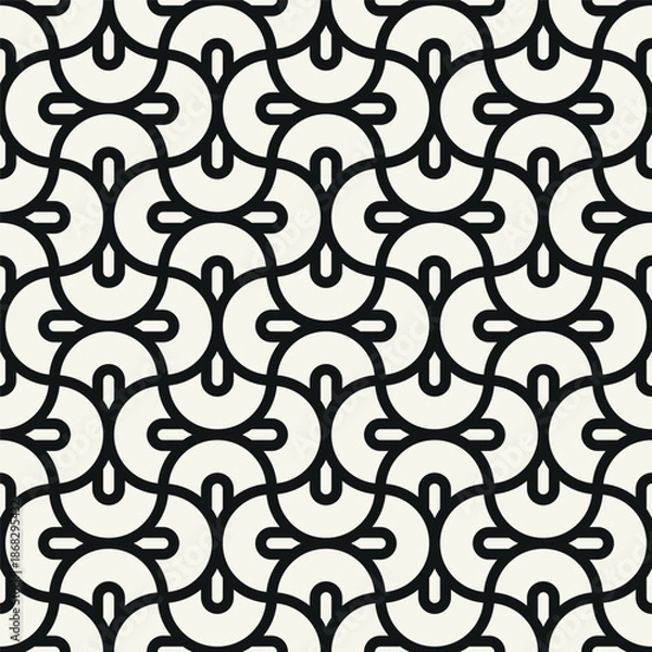 Obraz Vector seamless pattern. Geometric bold circular elements. Stylish monochrome background. Simple repeating swatch. Monochrome black ornament with concentric elements.