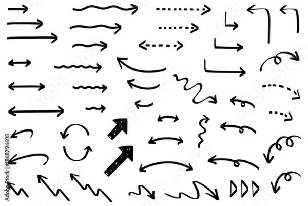 Obraz 黒いマーカーペン風の手描き矢印セット