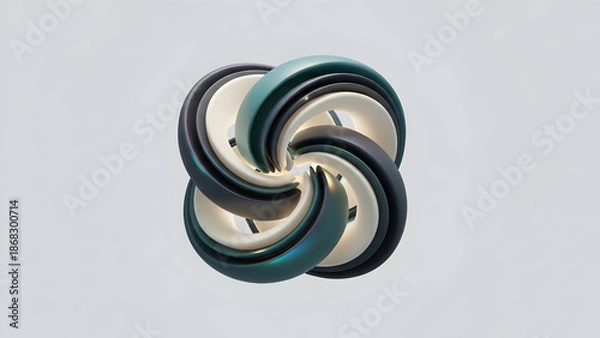 Obraz Abstract 3D Swirling Shapes on White Background.