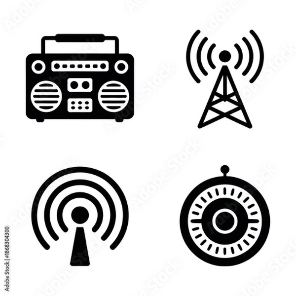 Obraz Radio broadcasting icons set Vector