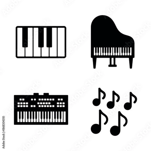 Obraz Piano and music notes illustration Vector