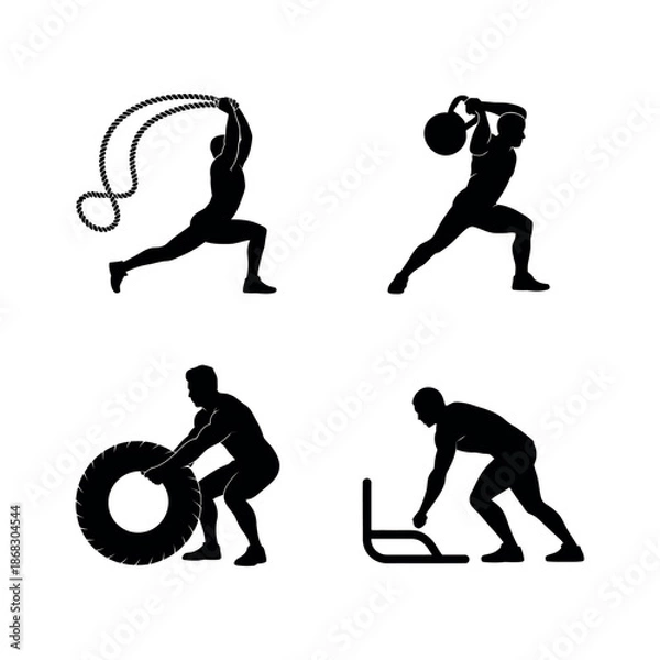 Obraz Fitness exercises with various equipment Vector