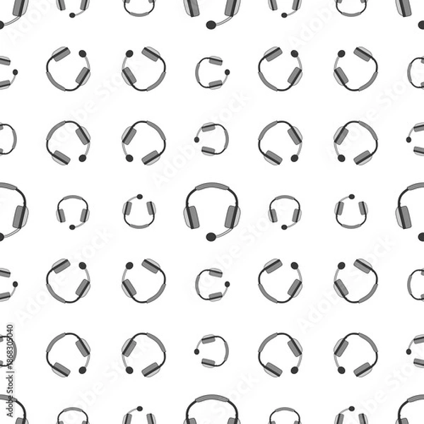 Obraz Monochromatic Headphone and Headset Seamless Pattern