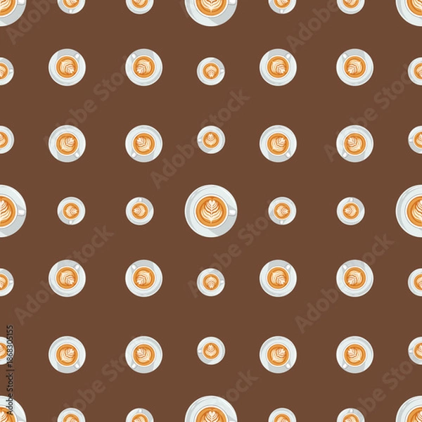 Obraz Coffee Cups with Latte Art Repeating Design