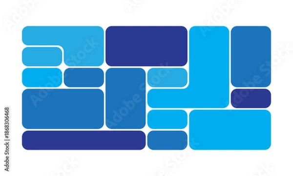 Obraz Blue color modern liquid bento grid collage frame effect UI panel template design. Web interfaces surface UI UX design.