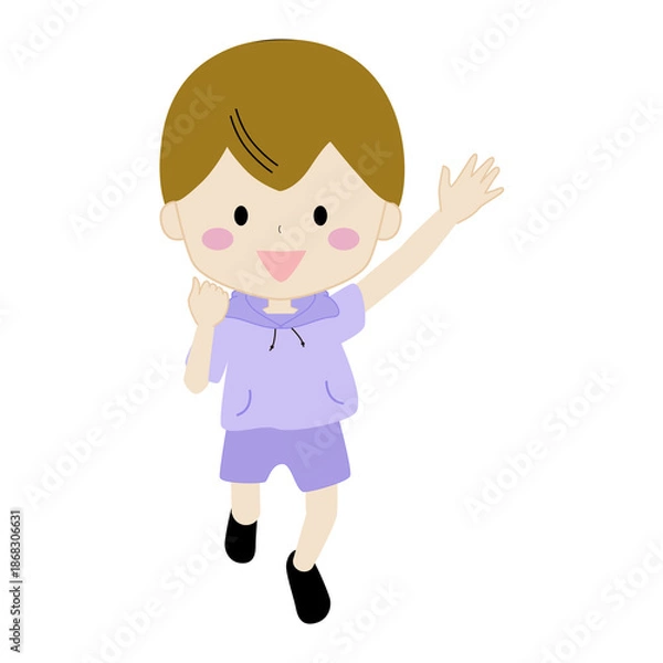 Obraz ジャンプしている男の子のイラスト