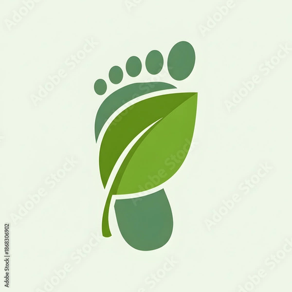 Obraz Eco Friendly Footprint Green Leaf Logo.