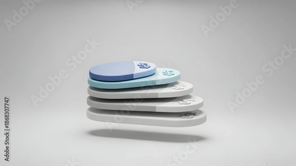 Obraz Stack of Modern Smartwatches on White Surface.