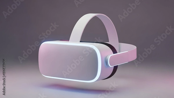 Obraz Modern Virtual Reality Headset on Gray Background.