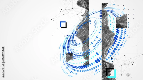 Obraz Halftone theme Vector. Science abstract wireframe art background.