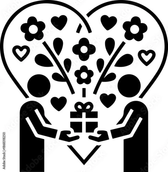 Obraz Romantic Gift Exchange Icon