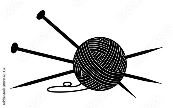 Obraz Knitting Needles & Yarn - Minimalist Vector