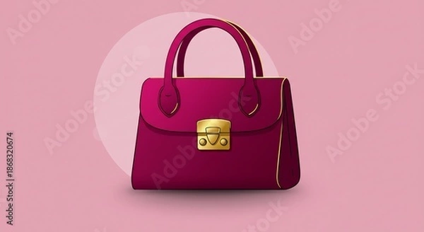 Obraz 鮮やかなマゼンタ色が目を引くハンドバッグ 洗練されたゴールド金具が上品に輝きモダンでエレガントなスタイルを演出. AI Generated