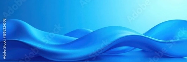 Obraz Fluid blue gradient waves, flat vector banner, abstract, digital, flat