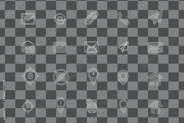 Obraz Modern User Interface Icons Collection Isolated on Transparent Background.