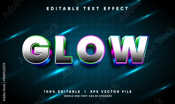 Obraz glow 3d vector text effect with modern style
