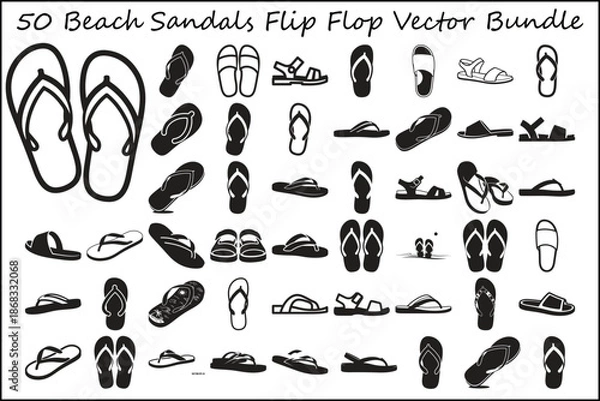 Fototapeta Beach Sandals Flip Flop Vector Bundle