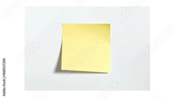 Obraz A square yellow sticky note affixed to a white rectangular surface, creating a visual contrast