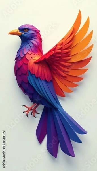 Obraz Geometric bird shape with recursive branching details , pattern, lines