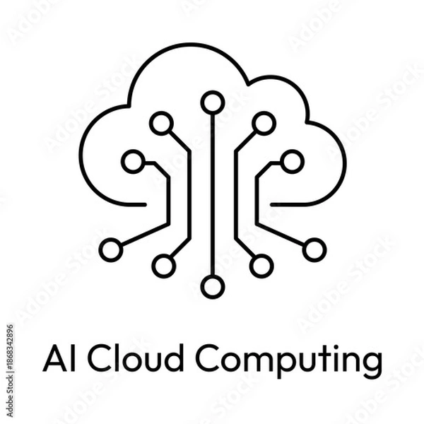 Fototapeta Smart AI Cloud Technology Symbol for Data Processing Systems