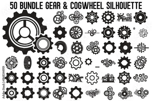 Fototapeta Gear & Cogwheel Silhouette Vector Bundle