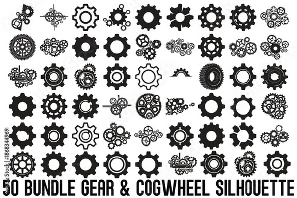 Fototapeta Gear & Cogwheel Silhouette Vector Bundle