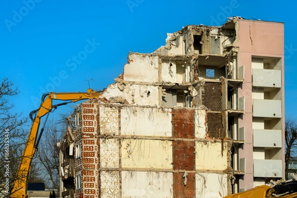 Fototapeta Abriss eines Wohnblocks