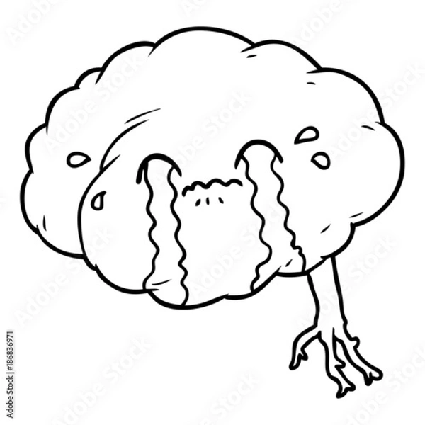 Fototapeta cartoon brain with headache