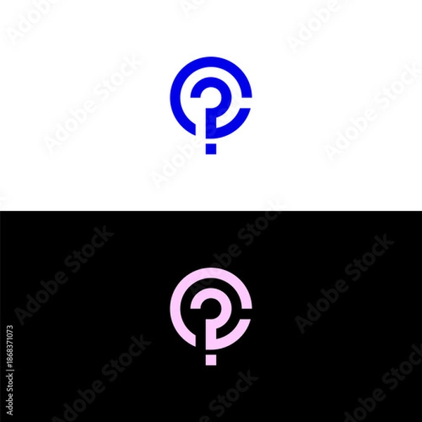 Obraz Abstract C letter question and answer vector logo template.