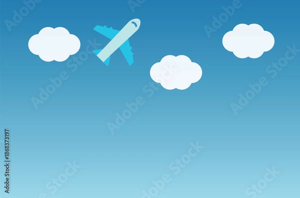 Obraz 青空と飛行機のシンプルな背景イラスト