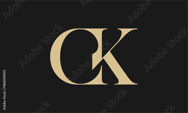 Obraz CK Letter Logo Vector Illustration , Initial CK Monogram Logo Design Vector