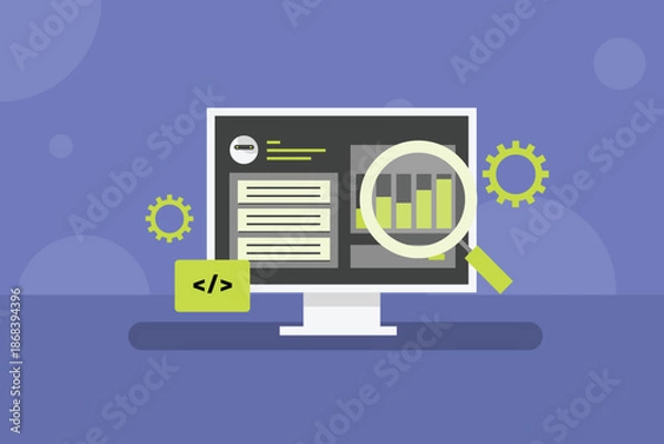 Obraz Analyzing website SEO performance using analytics and minoring website ranking, traffic and loading speed.