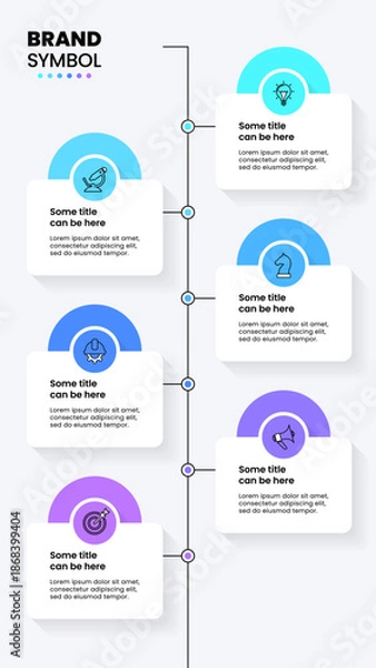 Obraz Infographic template. Vertical line with 6 steps