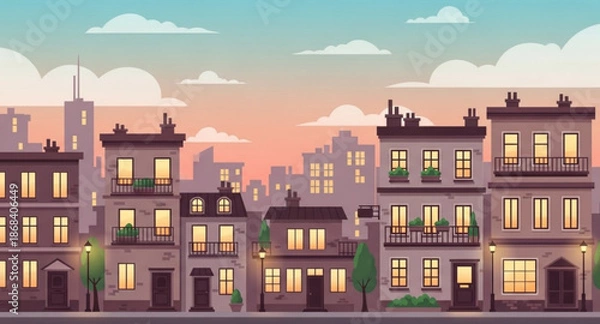 Obraz Old town at dusk