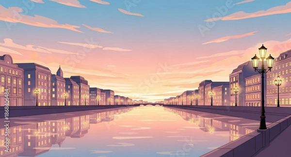 Obraz sunset over the river