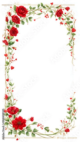 Obraz Elegant Red Rose Floral Frame