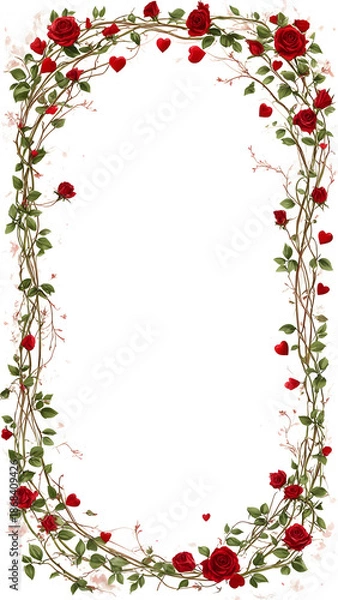 Obraz Floral Elegance: Rose Wreath Border
