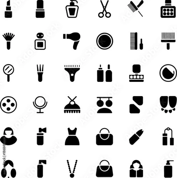 Obraz Minimal Cosmetics Icon Set Black Vector Logotype Collection