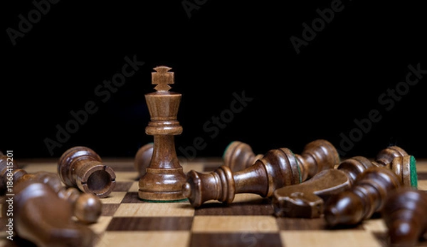 Obraz Black King chess piece standing strong 