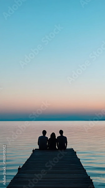 Obraz Friends Sitting Dock Sunset Lake